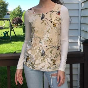 Anthropologie Printed Velvet-Burnout Long Sleeve